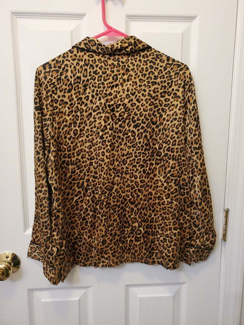 Victoria's Secret Leopard Print Satin Long Sleeve Button-Down Pajama Set - Picture 6 of 10